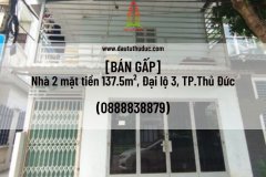 Đầu tư Thủ Đức – [BÁN GẤP] CĂN NHÀ 2 MẶT TIỀN, 137.5m², Đại lộ 3, Quận 9